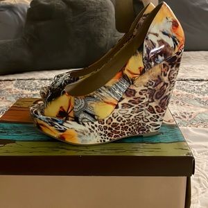 Animal print wedges
